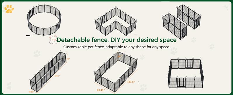 Grovebloom 40-inch 16-Panel Dog Playpen Heavy-Duty Metal Pet Fence for RV Camping Yard Garden Secure Exercise Space Large Polygon Enclosure Easy Assembly