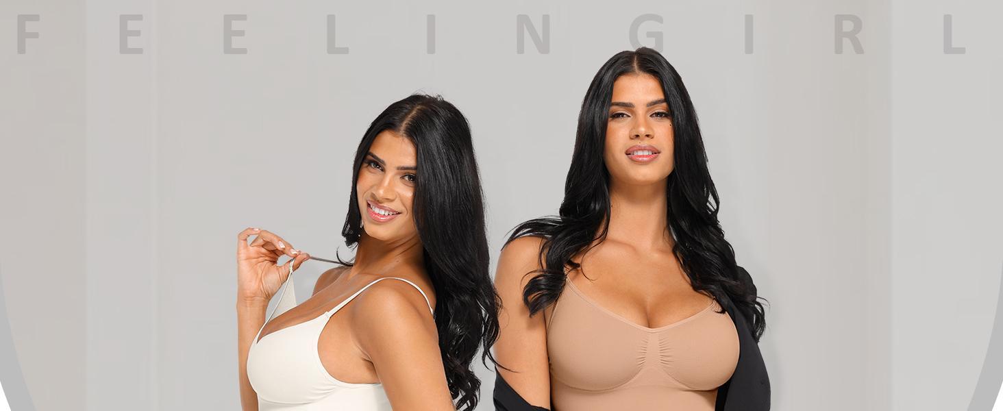 FeelinGirl Womens Shapewear Tank Top Tummy Control Cami Tanks Seamless Camisole Tops Womenswear Spaghetti Strap Underwear Lady Comfort