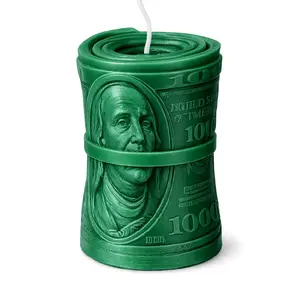 Money Candle - Green Candle with Dollar Design, Ideal for Decor and Gift Decoration Handcrafted