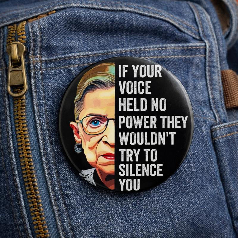 RBG Pin Buttons in 3 Sizes- Activism Accessory, Political Protest Pin