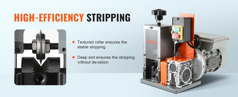 VEVOR Electric Cable Stripping Tool, TikTokShopBlackFriday, 0.06''-0.98'' Motorized Wire Stripper, 180 W, 60 ft/min, with Clear Depth Gauge, Ideal for Scrap Copper Recycling