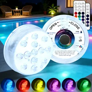 2/4 Pack 13 LED Submersible Pool Lights with Remote, Color Changing Battery Operated Waterproof Underwater Lights for Pool, Pond, Bathtub, Hot Tub Party Decor