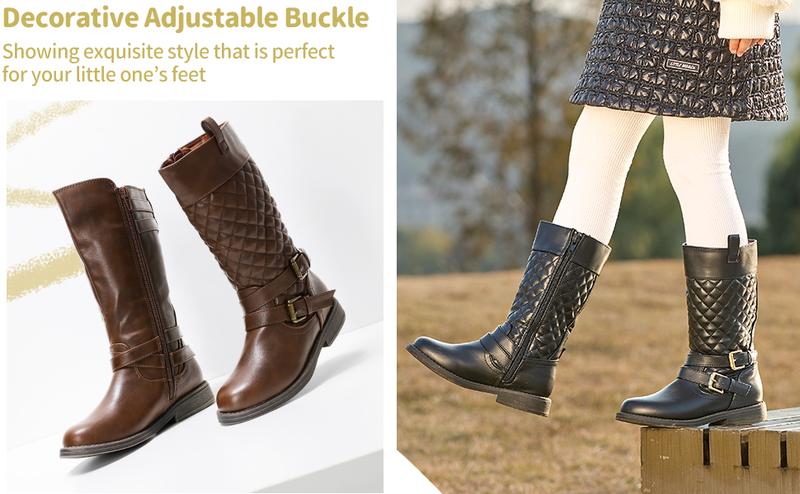 DREAM PAIRS KIDS Girls Knee High Fashion Riding Boots