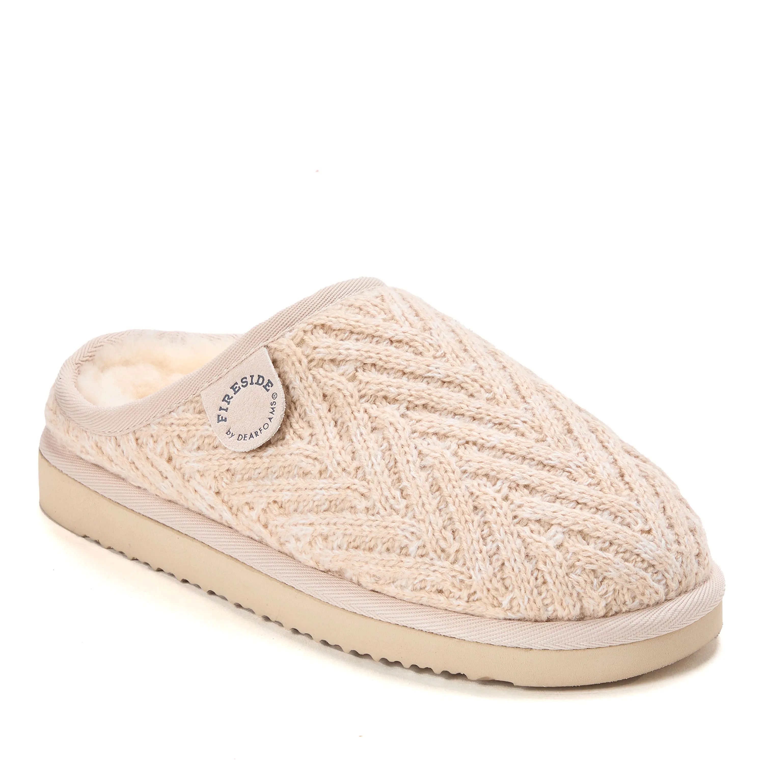 Women's Fireside by Dearfoams Greta Soft Genuine Shearling Knit Clog Slipper - Cozy Shoe for Warm Footwear Needs