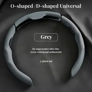 Nappa Leather Car Steering Wheel Cover, Anti-Slip Sweat-Absorbent Wear-Resistant, Universal Fit for Men Women, All Seasons Use