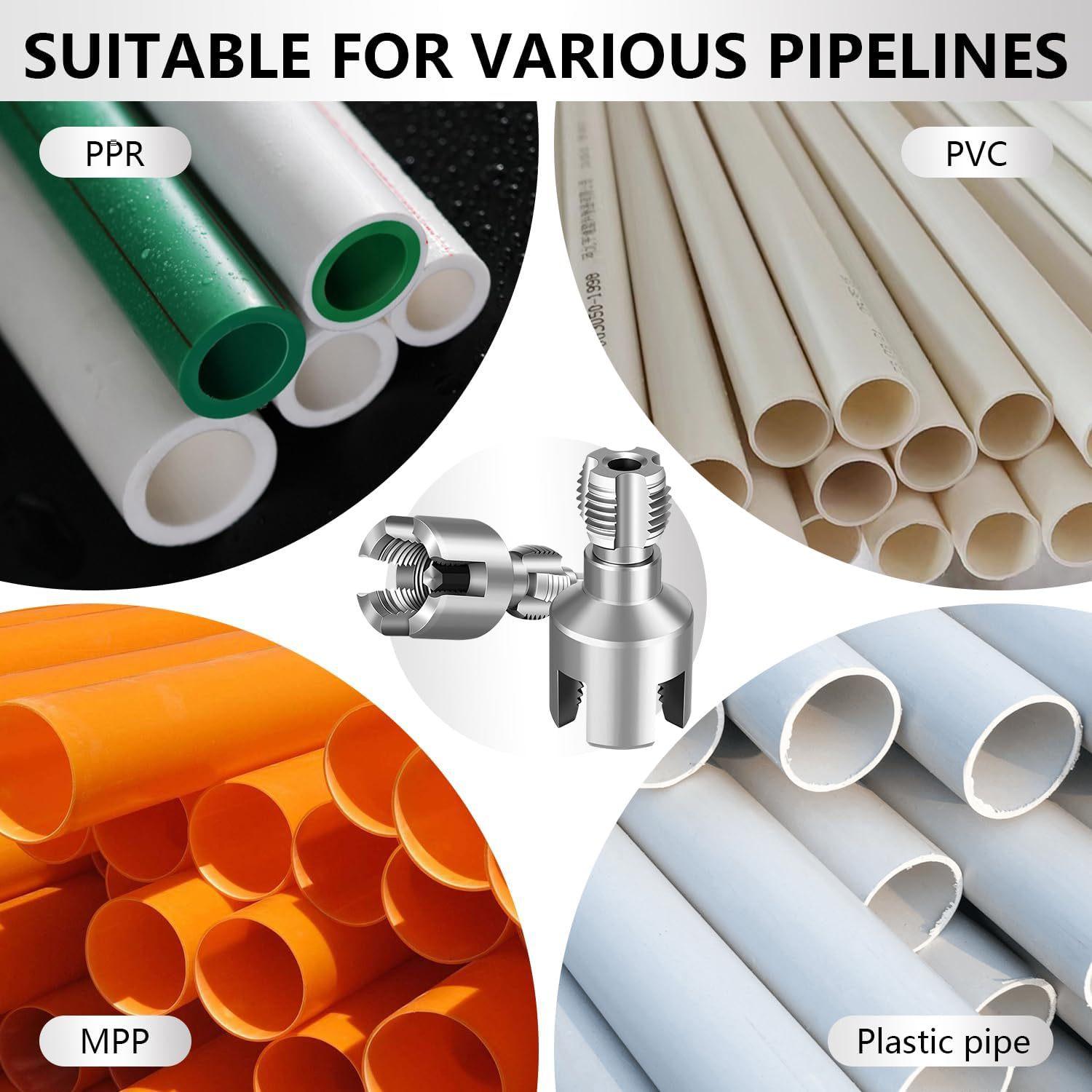 1/2'' 3/4'' PVC Pipe Thread Cutting Tool Integrated Internal & External Pipe Threading Tool Upgrade Pipe Thread Cutting Tool for Plumbing DIY Repairs, Pipe Cutter -YY