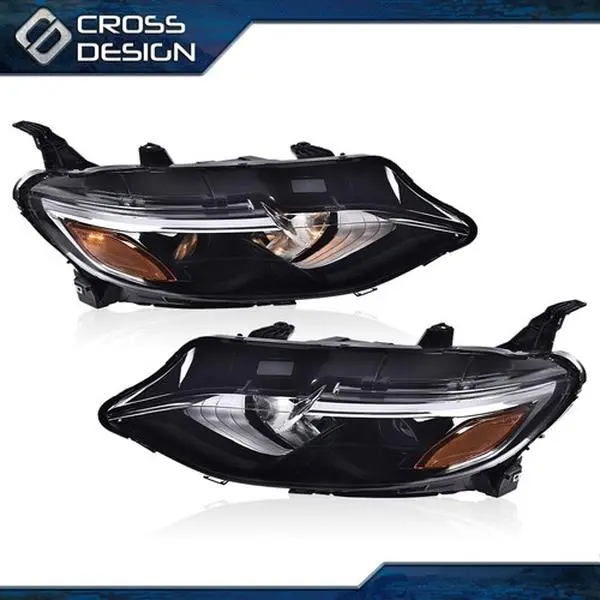 CROSSDESIGN Front Halogen Headlight Assemblies - 1 Pair Plastic Car Lighting for 2019-2021 Chevrolet Malibu, Vehicle-Specific Fit, Bright Illumination, Aftermarket Bulbs, Water-Resistant, Car Exterior Upgrade, Night Driving