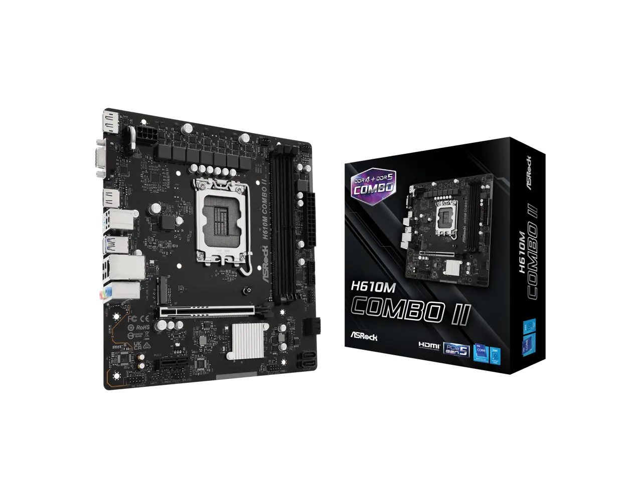 ASRock H610M COMBO II LGA 1700 Intel H610 Micro ATX Motherboard