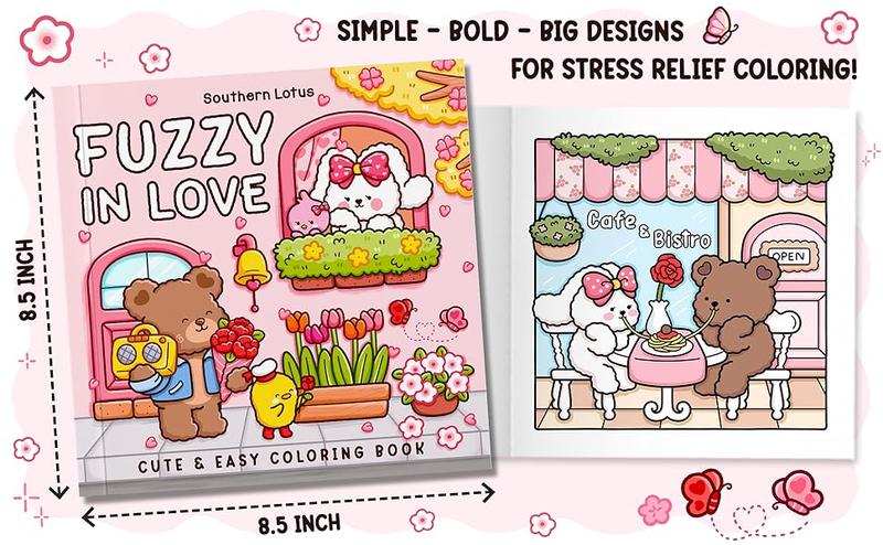 Fuzzy In Love Coloring Book for Adults and Teens Featuring Little Fuzzy Animals in Love Moments and Cozy Activities, Cute Designs for Relaxation and Chill