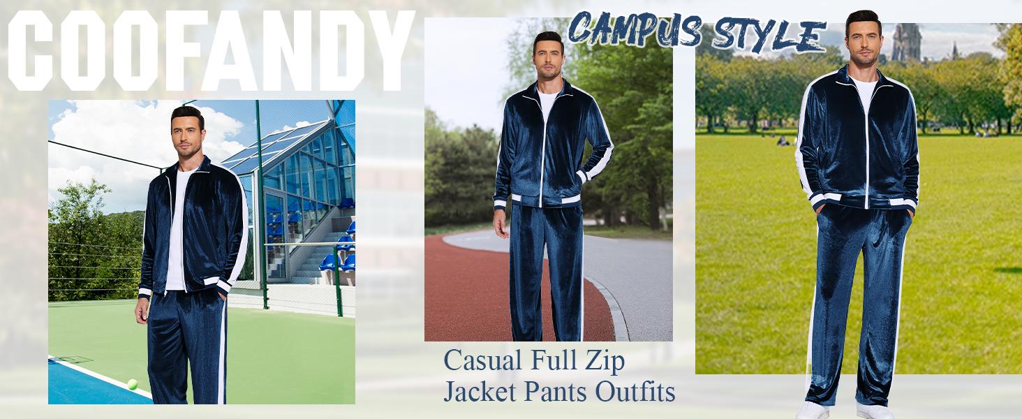 COOFANDY Mens Tracksuit 2 Piece Set Velour Velvet Sweatsuit Jogging Suits Full Zip Jacket Pants Outfits