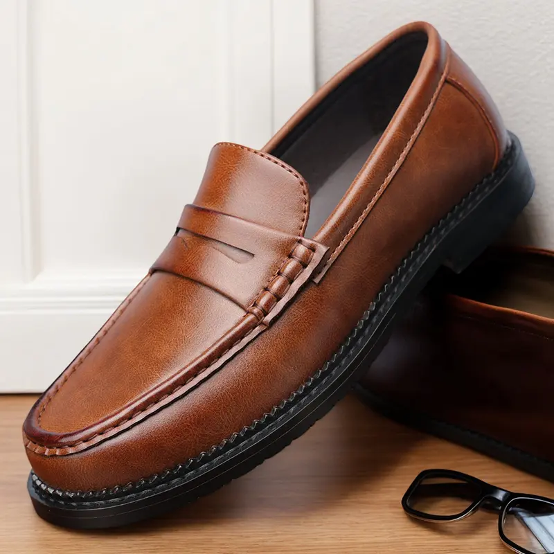 Men's Classic Penny Loafers, Black & Brown Formal Slip-On Leather Shoes82682