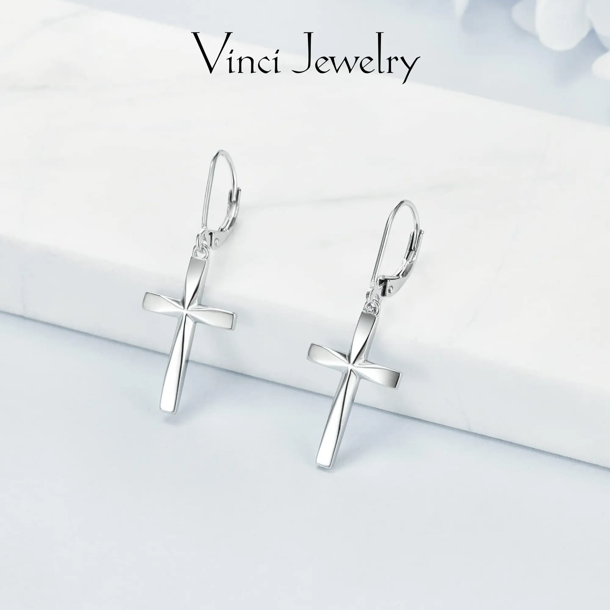 925 Sterling Silver Classic Cross Dangle  Earrings Faithful Jewelry for Daily Wear