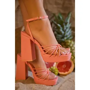 Lelia Platform Block Heels - Coral