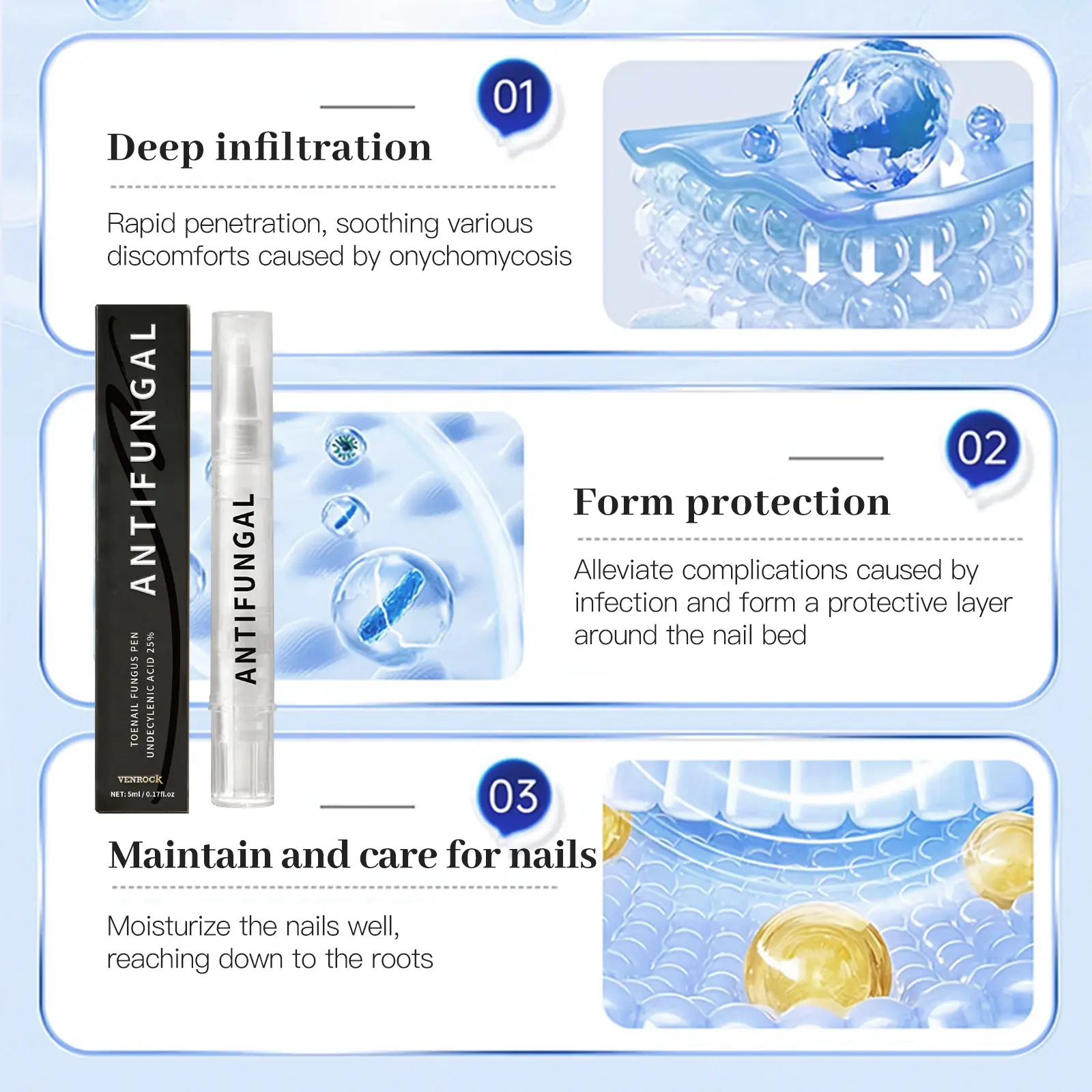 Antifungal Toenail Fungus Pen - 25% Undecylenic Acid | For Athletes & Gym-Goers |  Treats Athlete’s Foot, Jock Itch & Fungal Nails | Deep Penetration | Healthy Skin Care