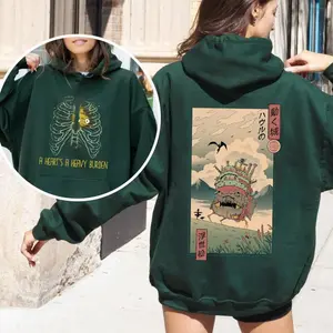 A Heart's A Heavy Burden 2 Sided Hoodie, Sweatshirt, T-shirt, Howls Moving Castle Tee, Studio Ghibli, Anime Fans Shirt