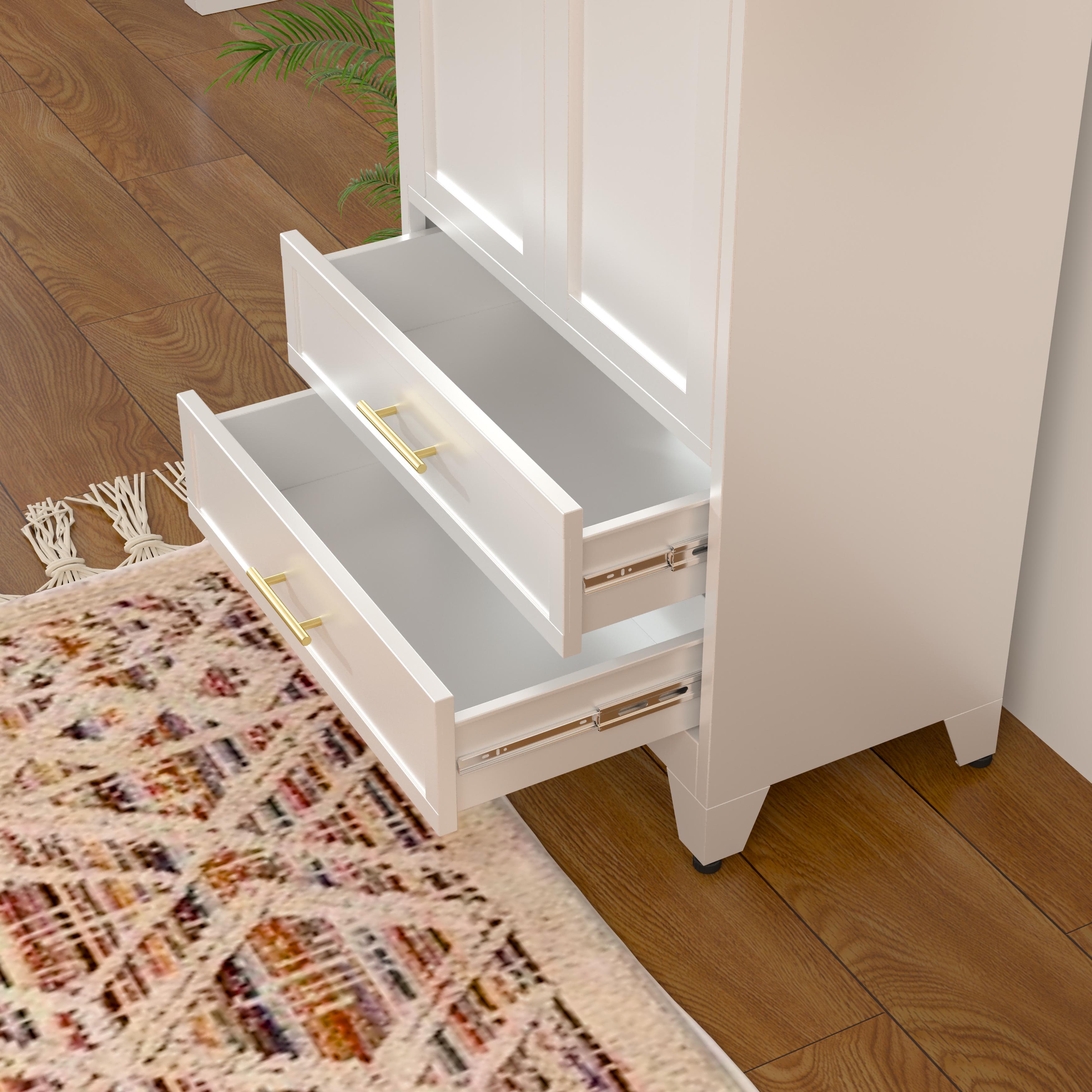 Metal Wardrobe Closet 71" with 2 Doors & 2 Drawers, Armoire Wardrobe Closet with Hanging Rods and Adjustable Shelf, Steel Wardrobe Storage Cabinet for Bedroom, Large mothersdaygift