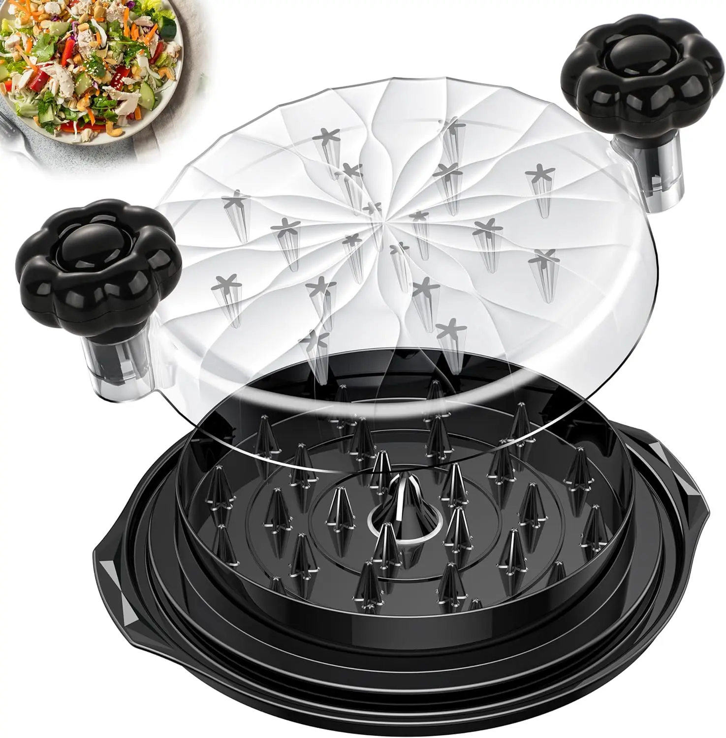 8-inch Chicken Shredder,Visible Lid Meat Cutter,ABS Chicken Shredded Machine with Anti-Slip Strip, Ergonomic Handle, BPA Free, Perfect Utensils for Pork,Beef,Chicken,Kitchen Gadgets,Vegetable Slicer Grill,desmenuzador