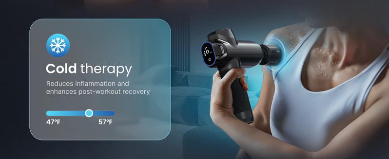 RENPHO Massage Gun Deep Tissue with Heat and Cold, Percussion Muscle Massage Gun Bluetooth with 12mm Amplitude, Handheld Massager Gun, Power+ Thermacool