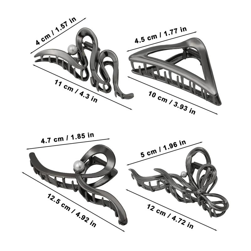 AWAYTR 4Pcs/Set Metal Hair Claw Clips Irregular Large Clips for Women Non-Slip Styling Accessories for Thick and Thin Hair