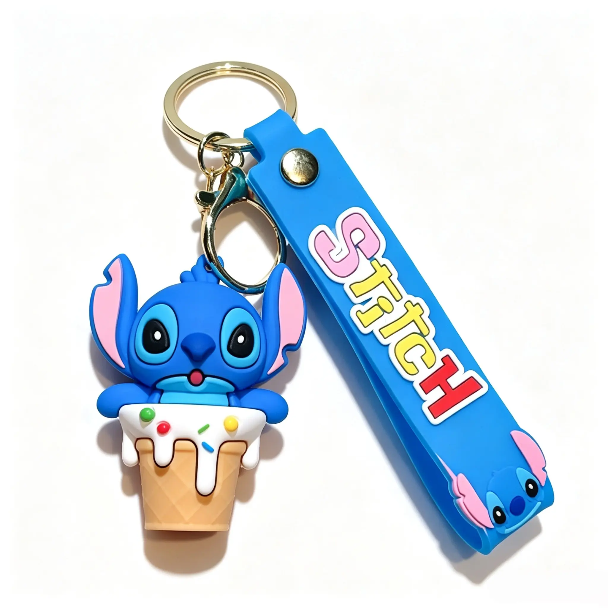 Disney Stitch Character Keychain, Dessert‑Themed Silicone Key Ring For Daily Carry & Bag Ornament