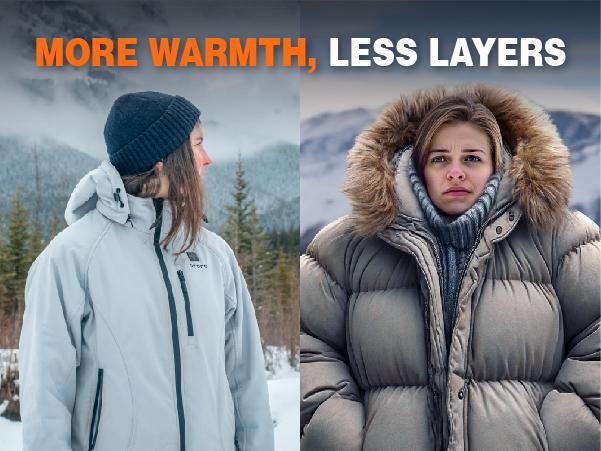 ororo Women's 4-Zone Classic Heated Jacket 2.0 with UL-Certified Battery Included, Machine Washable, Water-Resistant, Up to 10 Hours of Runtime, Detachable Hood