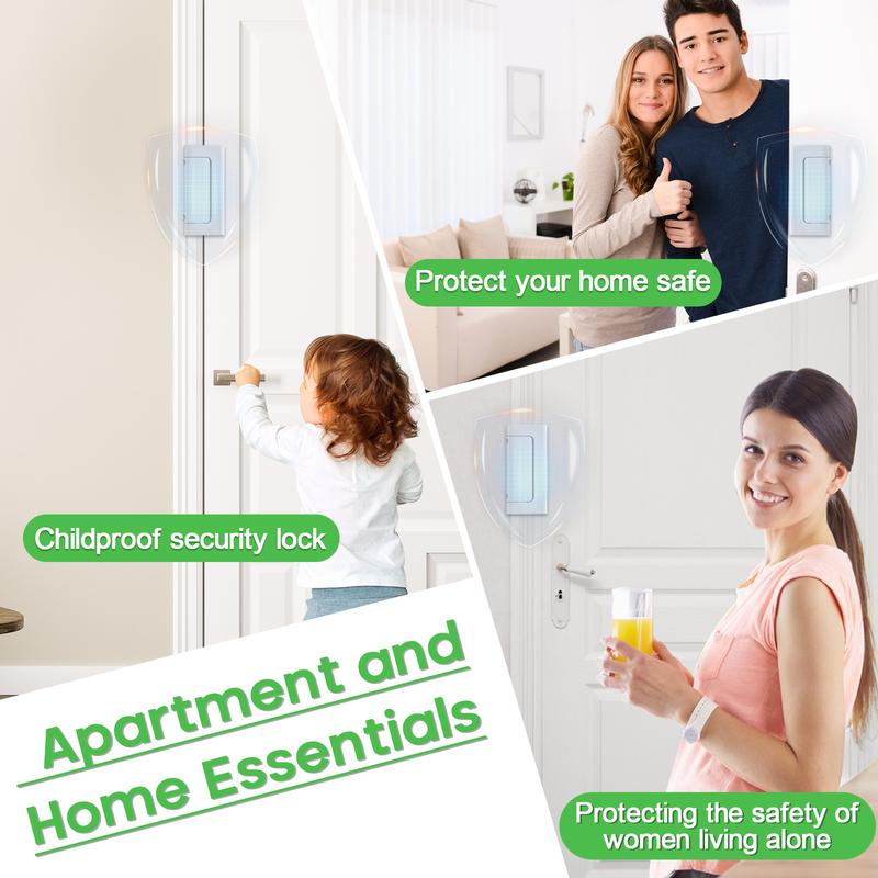 Treasem Home Security Door Lock, Childproof Door Reinforcement Lock with 3 Inch Stop Withstand 800 lbs, Door Safety Locks for Front Door, Night Kids Safety Flip Lock to Defend Your Home, Aluminum Alloy