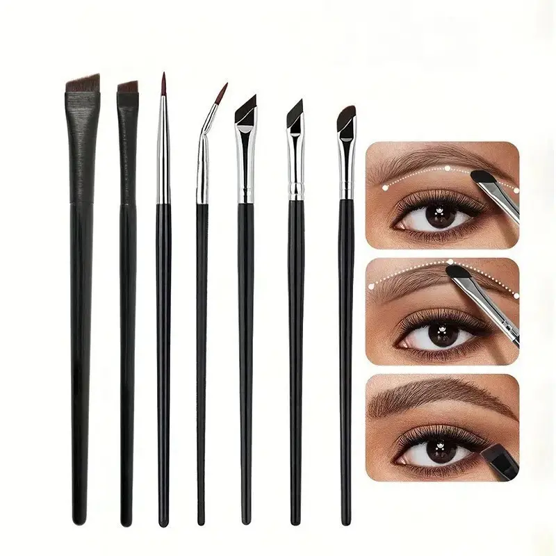 Make Up Brushes Set, Cosmetics Brushes Combo - Fine Eyeliner, Angled Eyebrow, Flat Concealer Tools for Sharp Eye Makeup Looks, Cosmetics Brushes Set