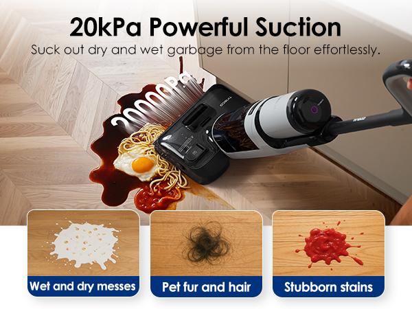 TINECO FLOOR ONE i5 Stretch Wet Dry Vacuum Cleaner 20kPa Powerful Suction 180° Lay-flat Anti-Tangle Dual-sided Edge Cleaning 30 Minutes Runtime Large Capacity Water Tanks