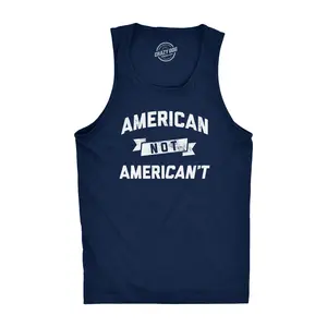 Mens Fitness Tank American Not Americant Tanktop Funny USA Pride 4th of July Shirt Funny Workout Shirt for Men with Plus Sizes Patriotic Tank Top for Men Funny Political Sleeveless Tee Novelty Tank Tops for Navy