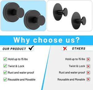 Decerk 2 PCS Suction Cup Hooks, Waterproof Reusable Shower Hooks for Bathroom Accessories, Towel Hooks Holders for Hanging Towels, Loofah and Robe