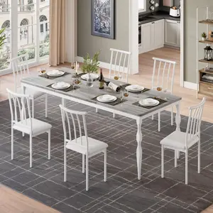 Garvee Rectangular dining table for rustic kitchen table 6 and 78.8 inches with large table, long wooden dining table with sturdy legs, dining and dinner table for parties, large family