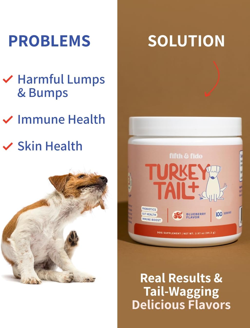 Fifth & Fido Turkey Tail+ - Dog Food Topper with Probiotics for Lipomas, Immune Support & Gut Health - 100 Servings - Bacon Flavor - Natural Allergy Relief - Supplements Fifth & Fido Turkey Tail+ - Dog Food Topper with Probiotics for Lipomas, Immune Support & Gut Health - 100 Servings - Bacon Flavor - Natural Allergy Relief - Supplements