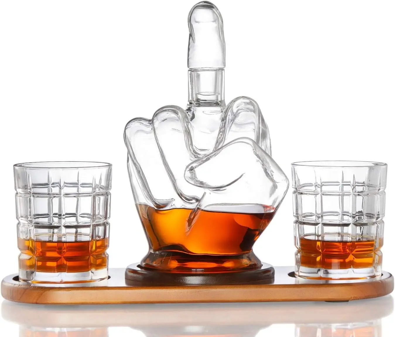 Middle Finger Gift Middle Finger Whiskey Decanter Set - Unique & Funny Glass Container for Scotch, Tequila, Brandy, Rum, Bourbon & Other Drinks - Gift Accessories for Men, Dads, Boyfriends