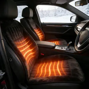 Fast Heating Plush Heated Seat Cover for Car and Truck, Universal Heated Seat Cushion for Car with 3 Temperature Settings for Winter Commuting