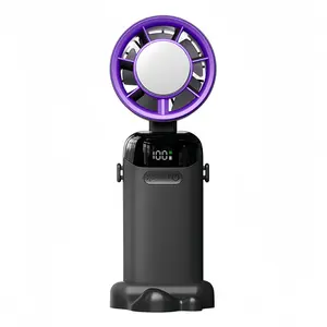 2026 Mini Handheld Ice Cooler Fan with Phone Holder, 3000mAh Rechargeable USB Desk Fan, 1-199 Adjustable Speed, Foldable Small Fan for Travel Office Household