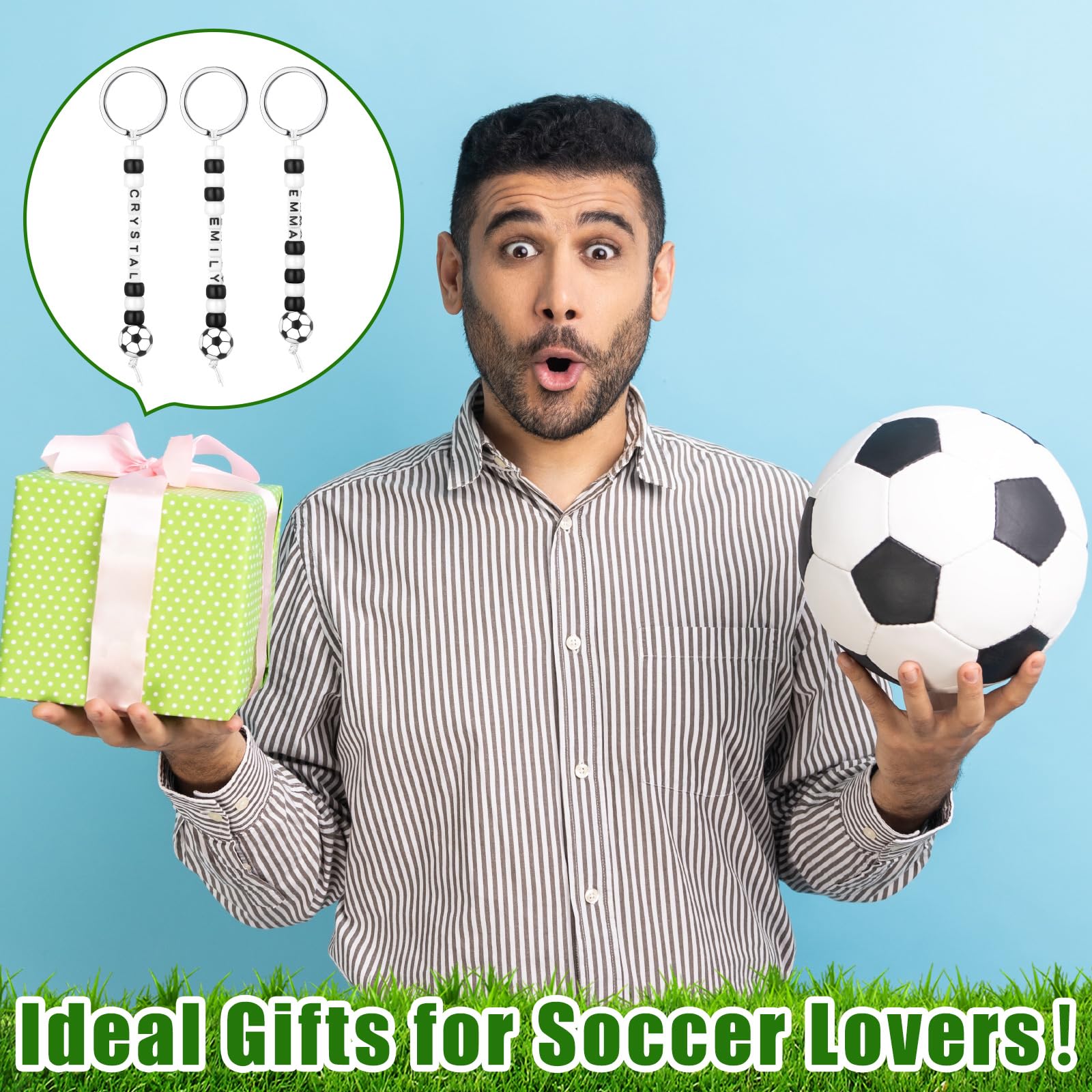 564/2823 Pcs Graduation Soccer Bead Keychain Making Kit DIY Craft Adjustable Sport Letter Bead Charm for Class Students Friends Sport Theme Party Favor Gift Backpack Accessories Holiday Decoration