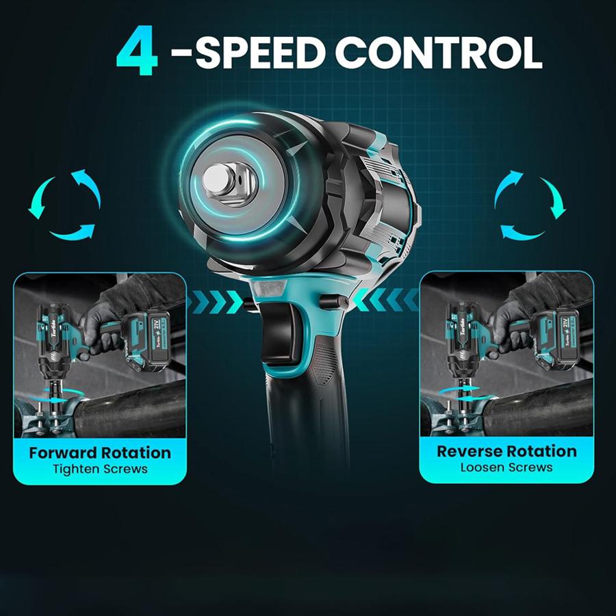 750N.m Cordless Impact Wrench, All-Metal Cordless Impact Gun with 2 * 3.0Mah, 3-IN-1 Electric Impact Wrench with 5 Sleeves, High Torque 1/2 Impact Wrench 750N.m Cordless Impact Wrench, All-Metal Cordless Impact Gun with 2 * 3.0Mah, 3-IN-1 Electric Impact Wrench with 5 Sleeves, High Torque 1/2 Impact Wrench