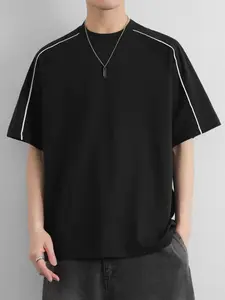 Men’s casual striped raglan T-shirt, crew neck, comfortable, moisture-wicking, breathable—summer essential