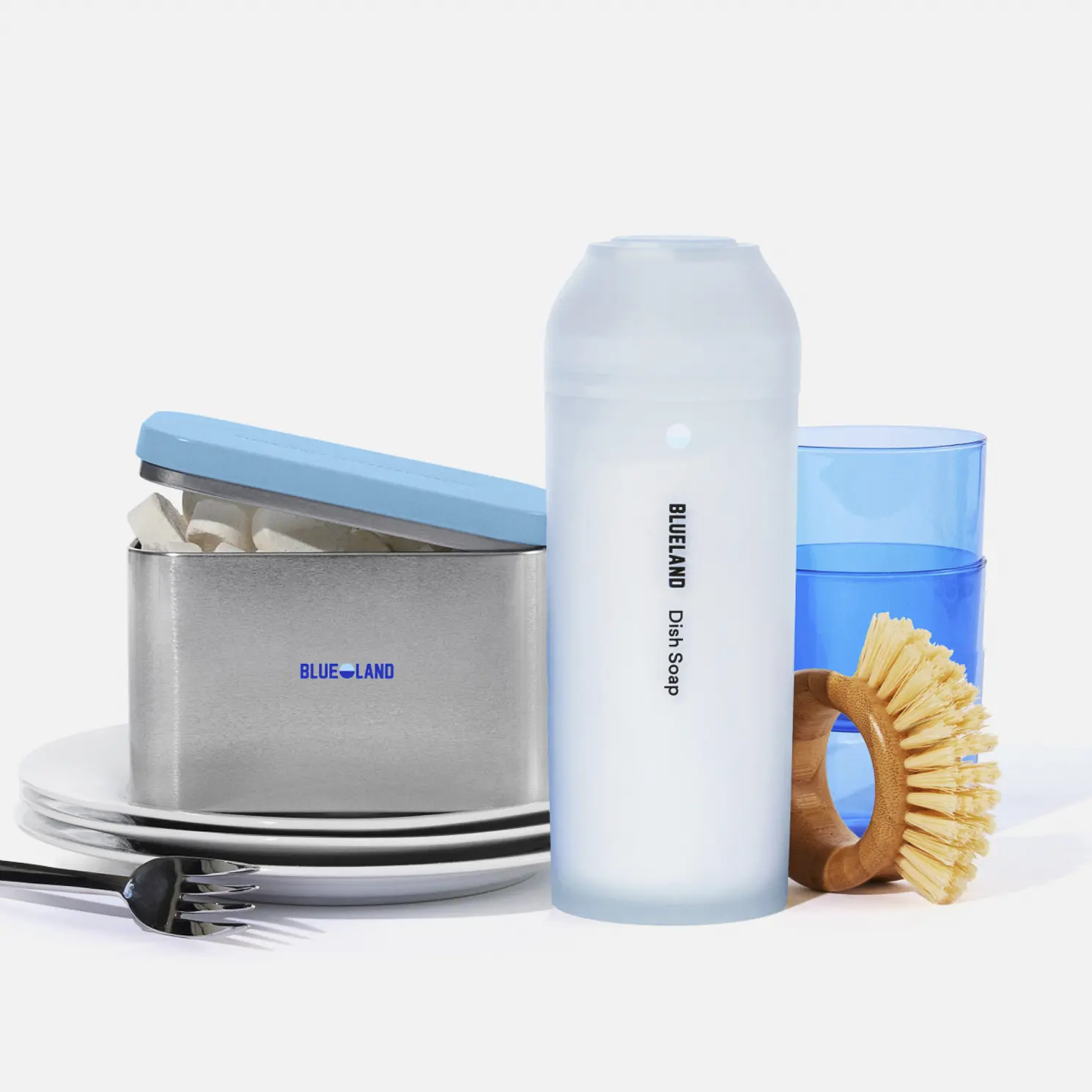 Blueland Dish Essentials Kit, Mineral & Plant-Based Powder Dish Soap + Plastic-Free Dishwasher Tablets, Eco-Friendly
