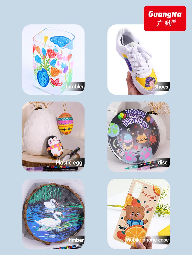 GuangNa 120/240/360 Acrylic Markers with Elastic Brush Tip Quick-Drying Waterproof Ink for Rock Wood Ceramic Glass Canvas Plastic Metal Art Crafts Supplies Gift GuangNa 120/240/360 Acrylic Markers with Elastic Brush Tip Quick-Drying Waterproof Ink for Rock Wood Ceramic Glass Canvas Plastic Metal Art Crafts Supplies Gift