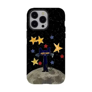Whimsical Pete the Cat Phone Case | Pete the Cat Moon Star Phone Case For iPhone 17 Pro Max 16 15 14 13 12 11 for Samsung S21 S22 S23 S24 S25 Phone Case | Gift for him for her | Tough Phone Case | Best Gift