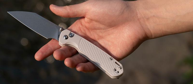 CJRB Pyrite-Light J1945 Pocket Tool Knfie CPM S90V Steel Light Grey FRN Handle Folding Knives, Best gift for Everyday Carry and Father's Day Gift