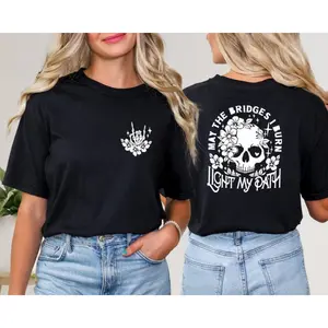 Sarcastic Shirt, Funny Skeleton Shirt, Trendy Front And Back Shirt, Adult Humor Shirt, Gift For Her, Witchy Shirt, Floral Skull T-Shirtstreetwear graphic t-shirts