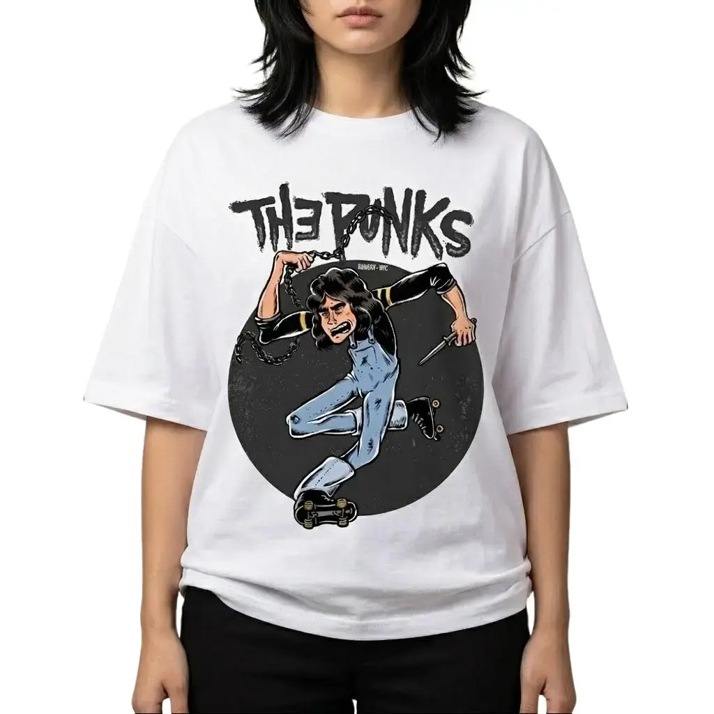 Throwback 70s NYC Street Culture Graphic Tops - Retro Roller Skate Punk Comic Art Aesthetic Apparel - Edgy Urban Mens Fashion Daily Statement Outfits! Everyday Streetwear Essential Style Unisex