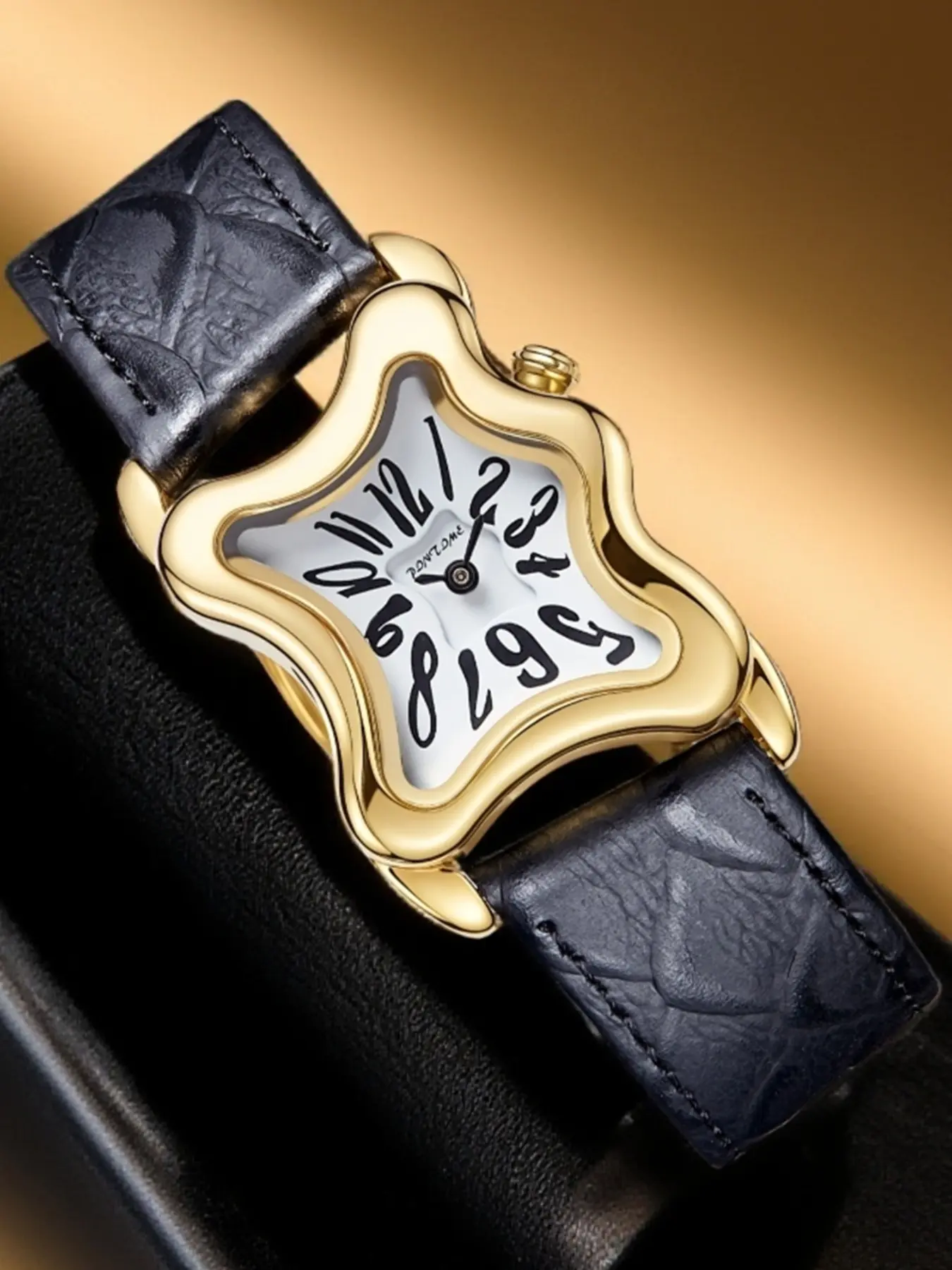 Unisex Y2K Melted Twisted Analog Quartz Watch, Waterproof High-End Vintage Modern Wristwatch, Unique Casual Trendy Stylish Fashion Watch