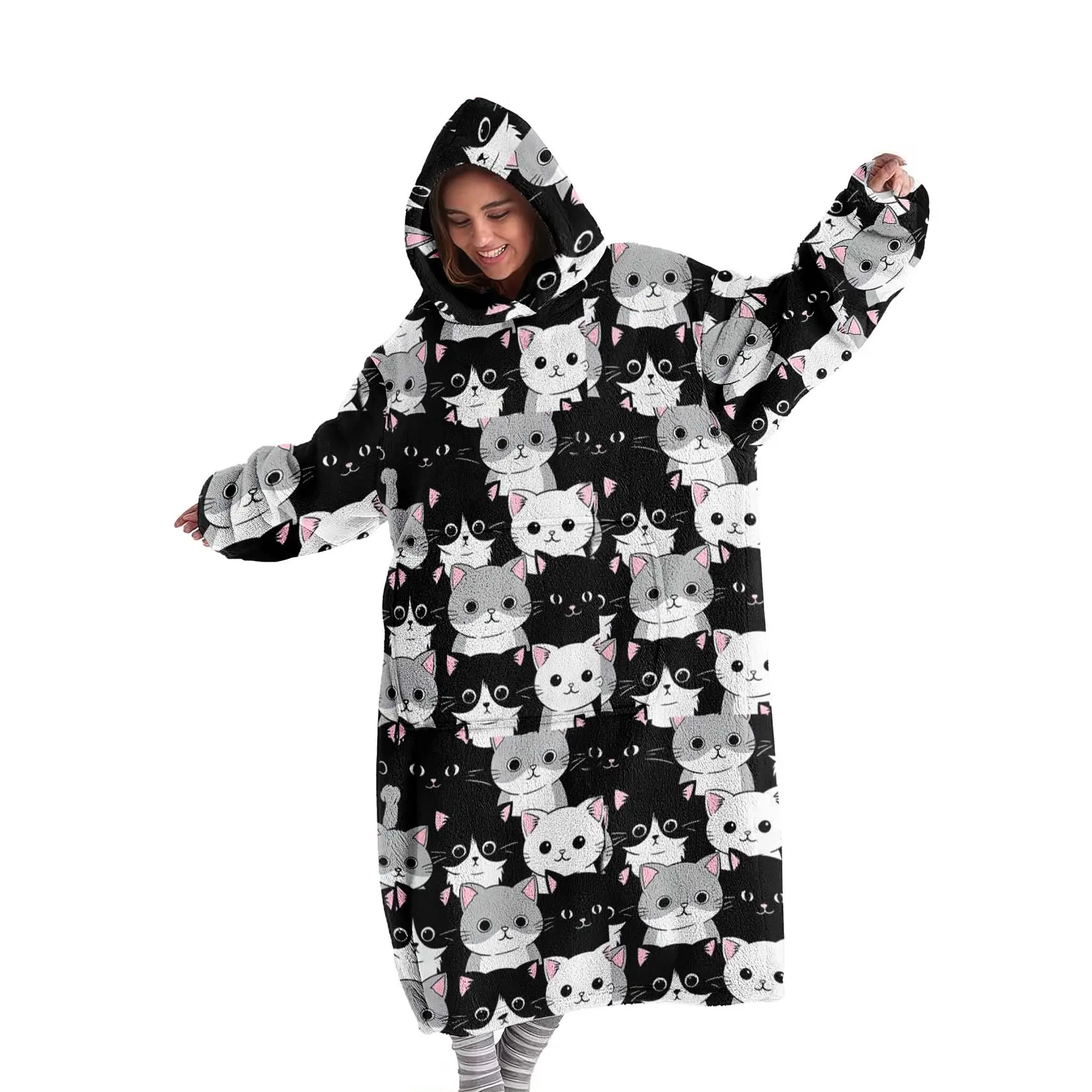 hoodie blanket, Wearable Blanket, Portable Wearable Blanket, Women's Hooded Blanket Sweatshirt, Cozy Hooded Blanket, Fall Winter Sleepwear, Casual Loose Fit Homerobe with Big Pocket, Christmas Gift, Valentine's Day gift