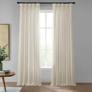 Half Price Drapes FarmTown Faux Linen Sheer Curtain Pair (2 Panels)