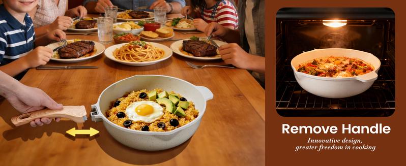 27PCS Pots and Pans Set, Nonstick Ceramic Cookware Set, Healthy Kitchen Cooking Set with Gloves, Apron, Silicone Tools & Pot Protectors, Oven & Dishwasher Safe, PFOA/PFOS Free，Ivory