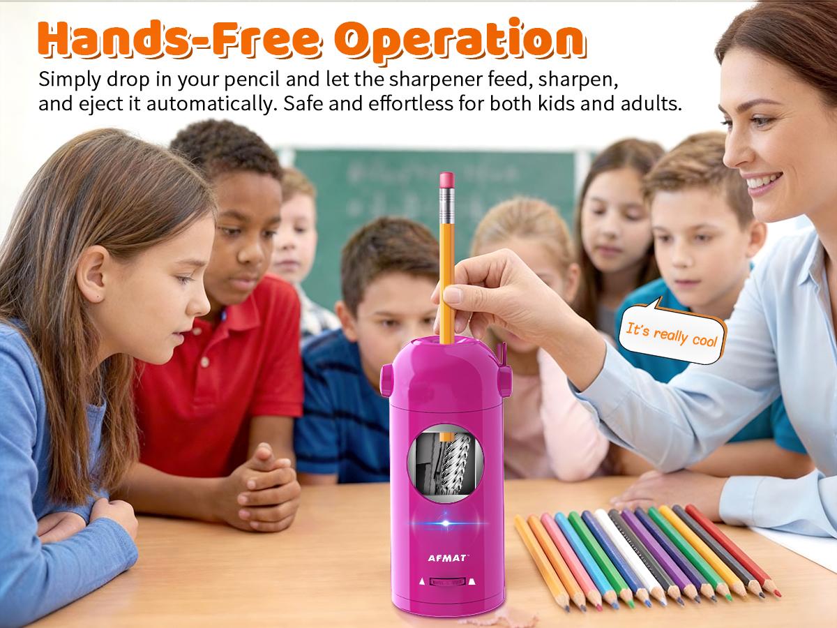 【SpringSemester】Electric Pencil Sharpener for Colored Pencils, Fully Automatic, Rechargeable, Fast Precise Sharpening, Fits 7 to 11.5mm Pencils, Ideal for Home and Classroom Office Supplies,Teacher Gift