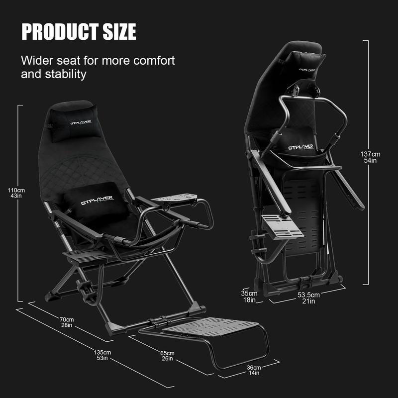GTPLAYER Sim Racing Wheel Stand for Logitech G25 G27 G29 G920 G923 Thrustmaster T330TS Racing Steering Shifter Mount with Pedals Not Included Wired Gaming Controller
